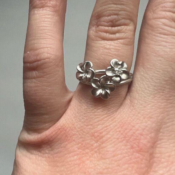 Vintage sterling  silver flower bunch ring - 6 - Picture 2 of 5
